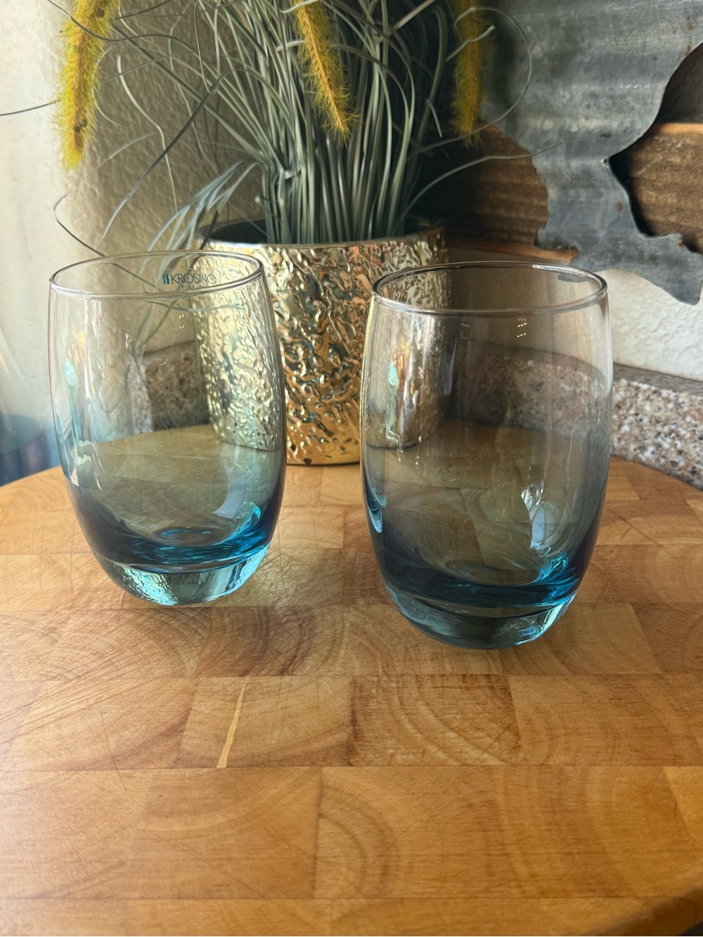 Krosno Blue Glass Stemless Tumbler - Picture 3 of 6